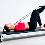 필라테스 강사 주의사항 - **Professional Pilates Instructor:** "A fully clothed, professional Pilates instructor demonstrating...