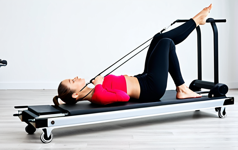 필라테스 강사 주의사항 - **Professional Pilates Instructor:** "A fully clothed, professional Pilates instructor demonstrating...