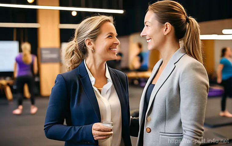 필라테스 강사로 해외 취업하기 - **Diverse Pilates Class in an International Setting:** A female Pilates instructor, dressed in comfo...